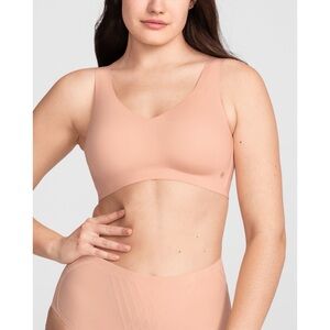Honeylove V-Neck Bra Rose Tan Seamless Wireless Soft Comfort Hardware Free